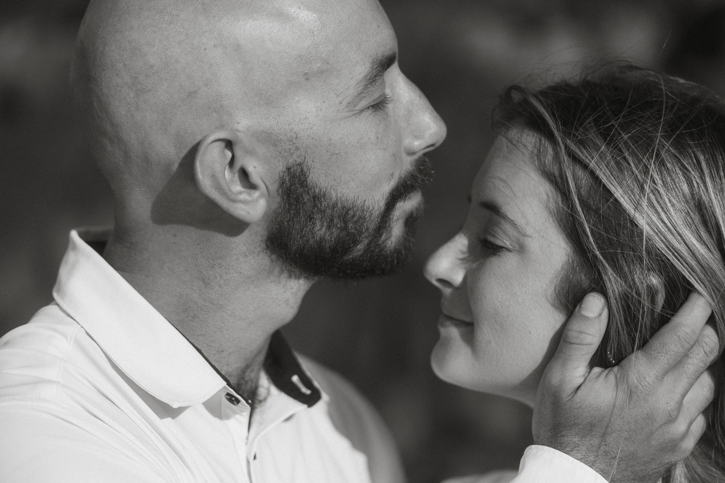 Close black and white portrait