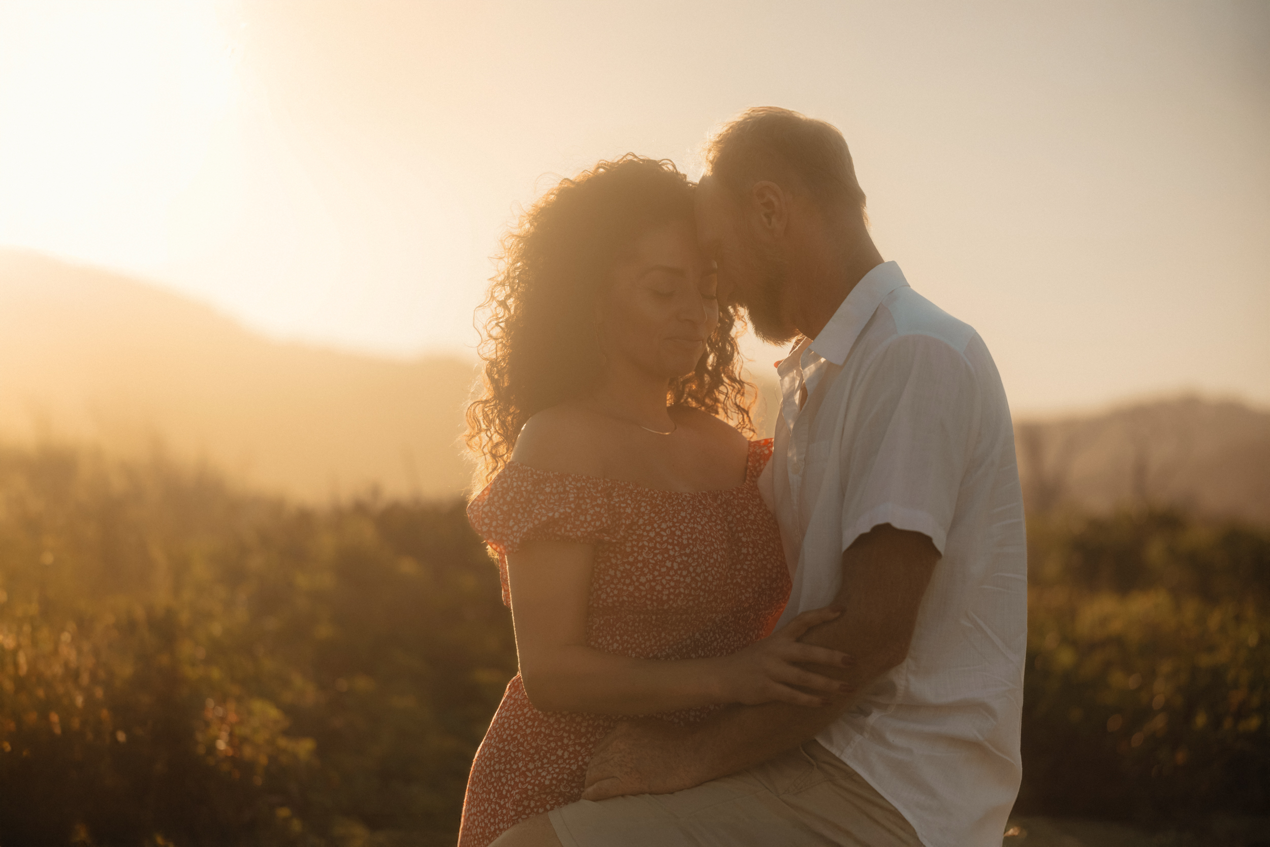 Gentle kiss in golden light