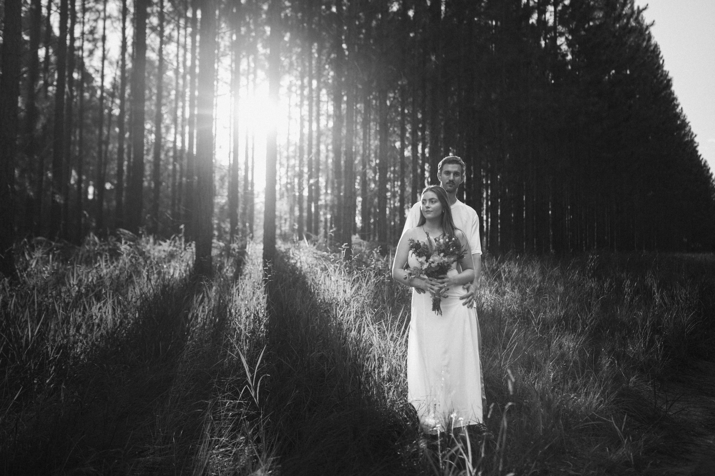 Black and white forest portrait